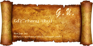 Görheny Ubul névjegykártya
